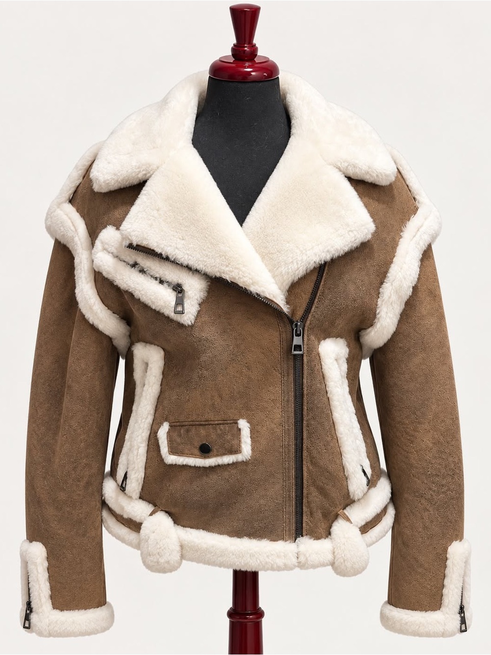 Women’s Genuine Shearling Jacket Zip Front Size M